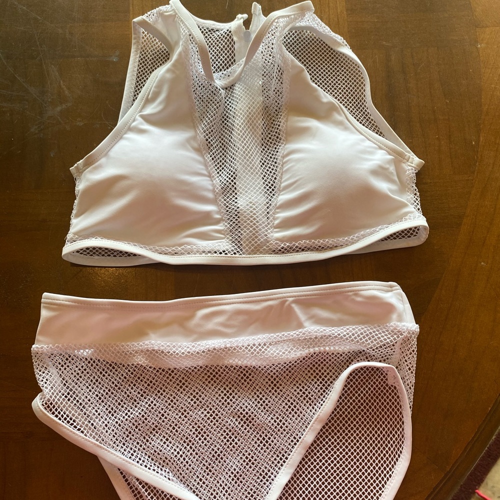 High waisted mesh swim